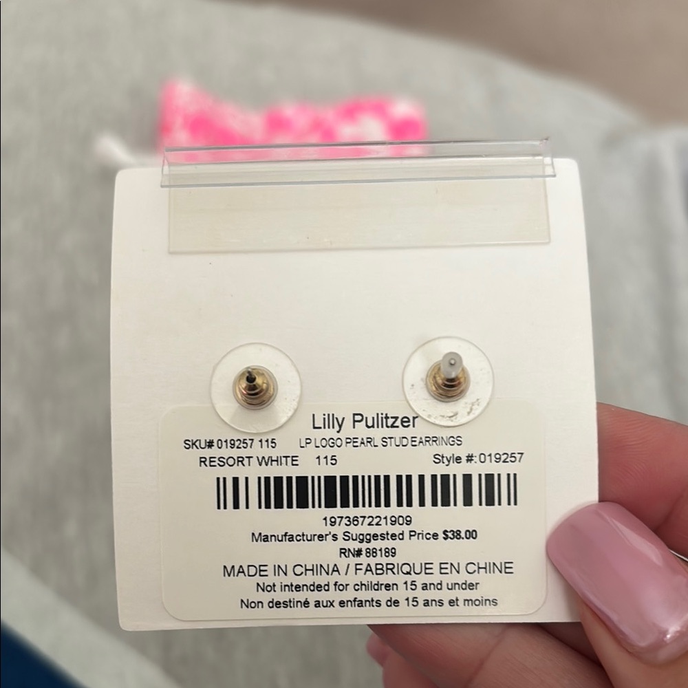 Lilly Pulitzer Pink and Gold Stud Earrings - Picture 3 of 4